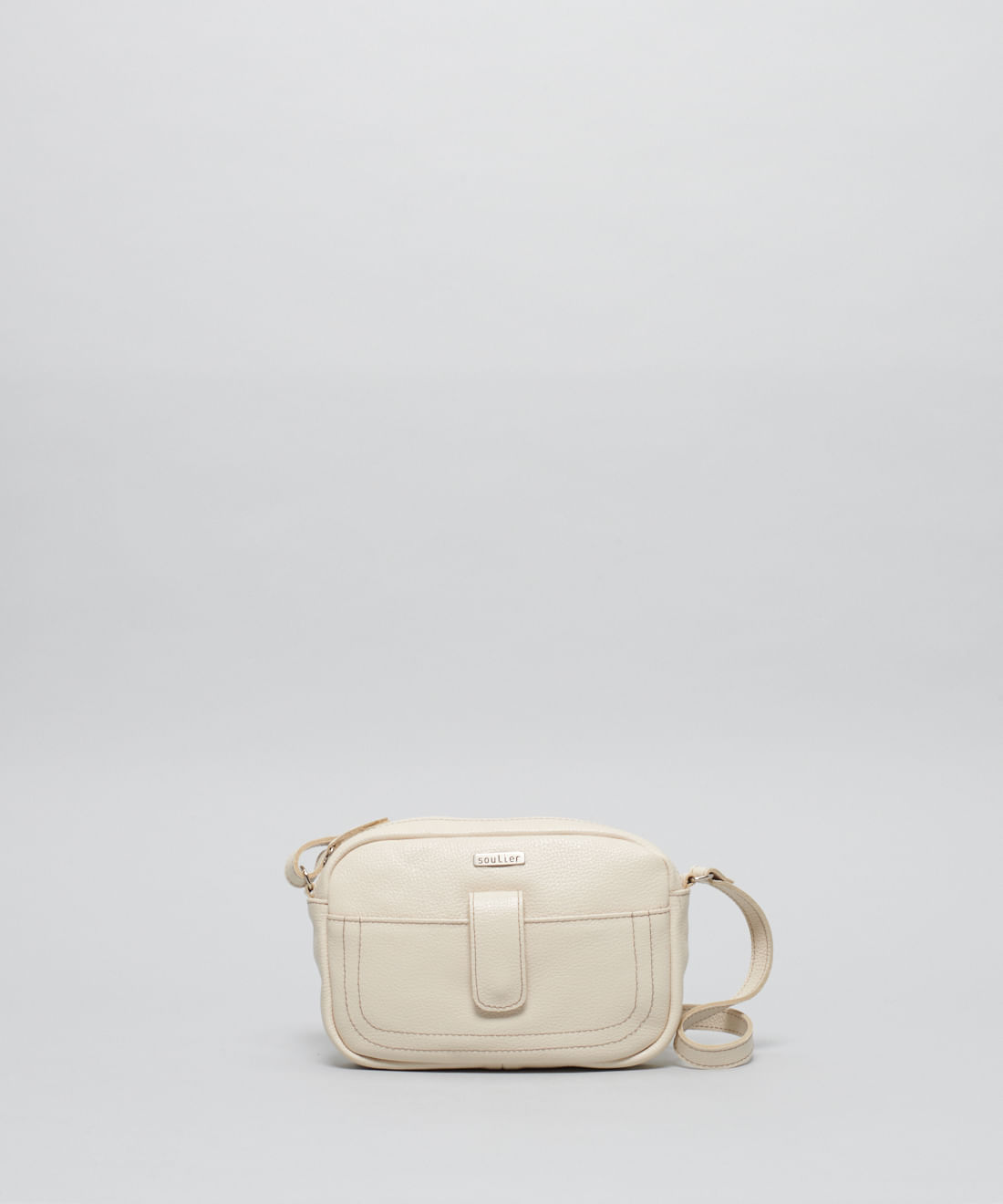 Bolsa p Couro Pesponto - Offwhite