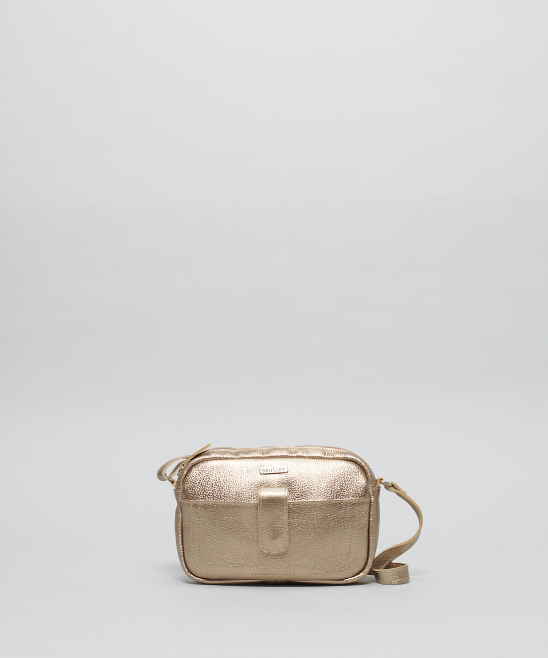 Bolsa p Couro Pesponto - Prata Velho