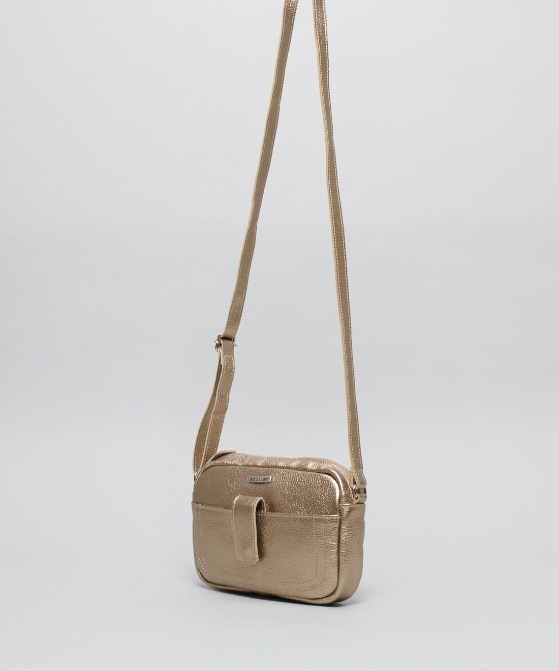 Bolsa p Couro Pesponto - Prata Velho - Imagem 2