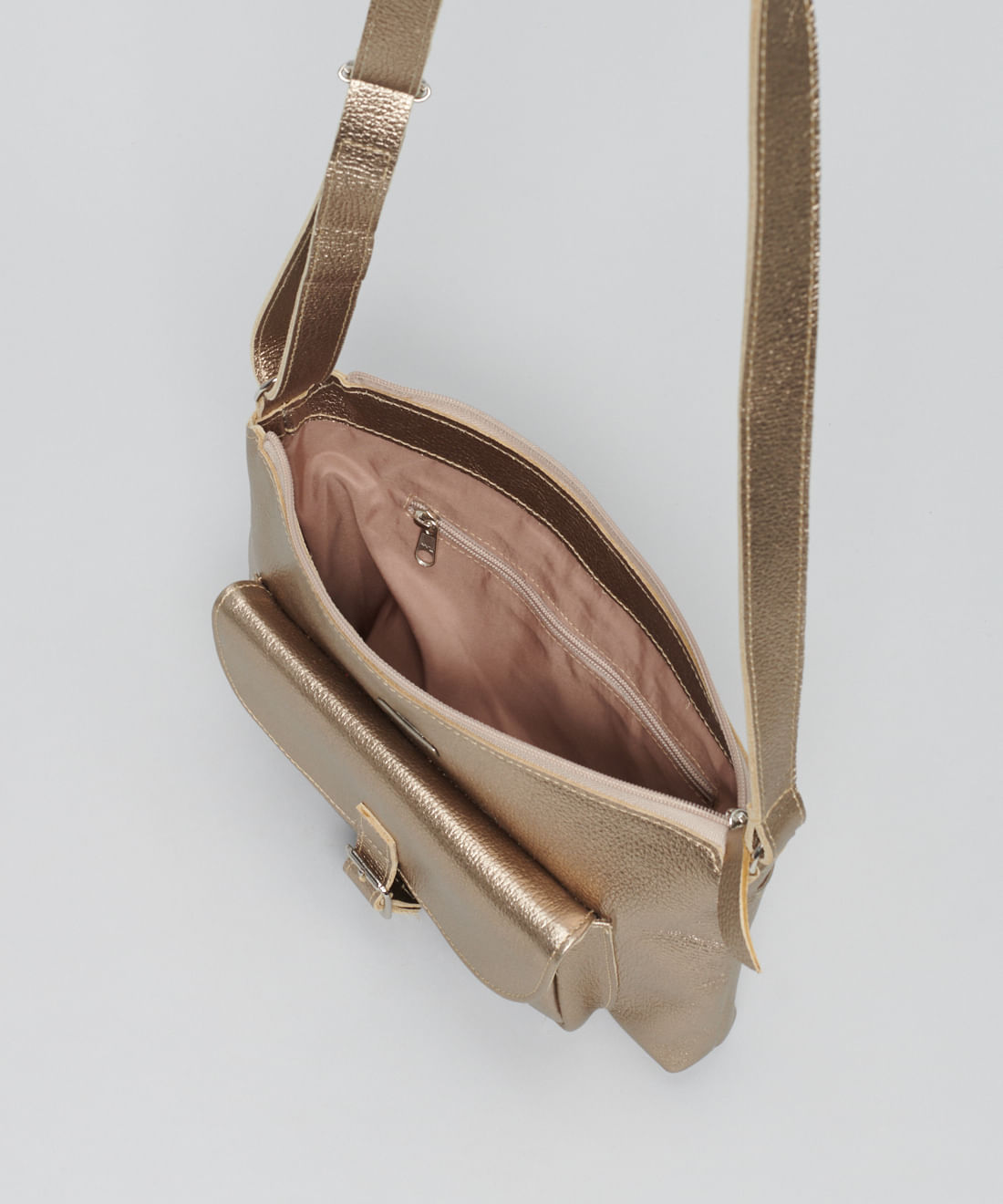 Bolsa m Couro Jordana - Prata Velho - Imagem 3