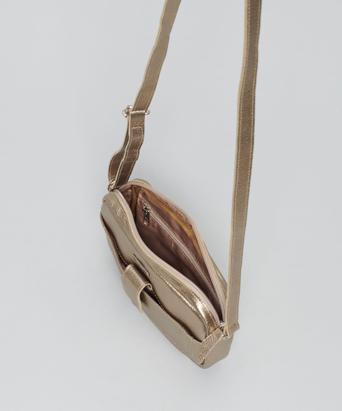 Bolsa p Couro Pesponto - Prata Velho - Imagem 3