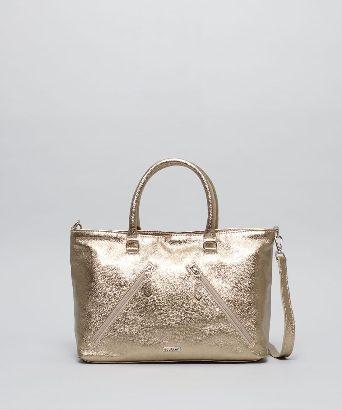 Bolsa g Couro Giovanna - Prata Velho