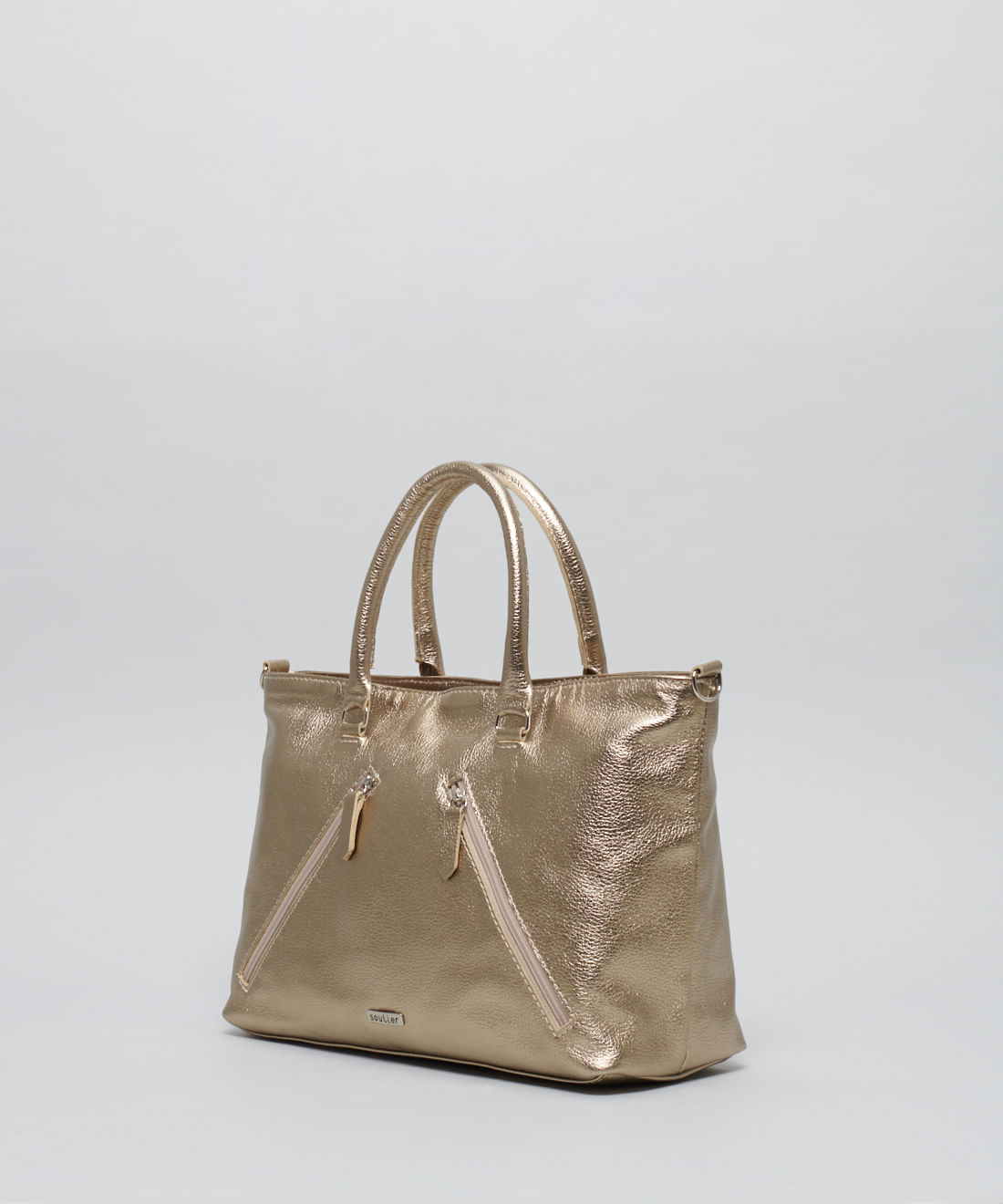 Bolsa g Couro Giovanna - Prata Velho - Imagem 3