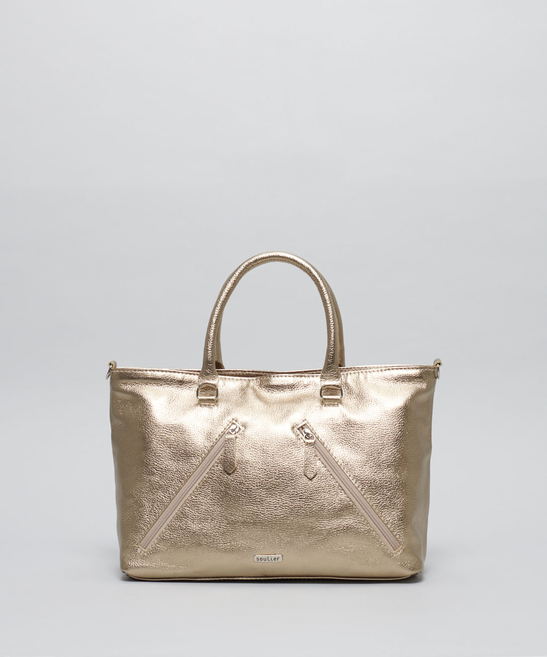 Bolsa g Couro Giovanna - Prata Velho - Imagem 4