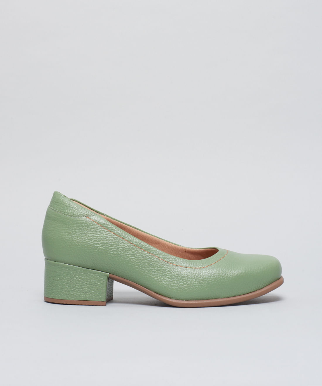 Scarpin Couro Pesponto - Pistache