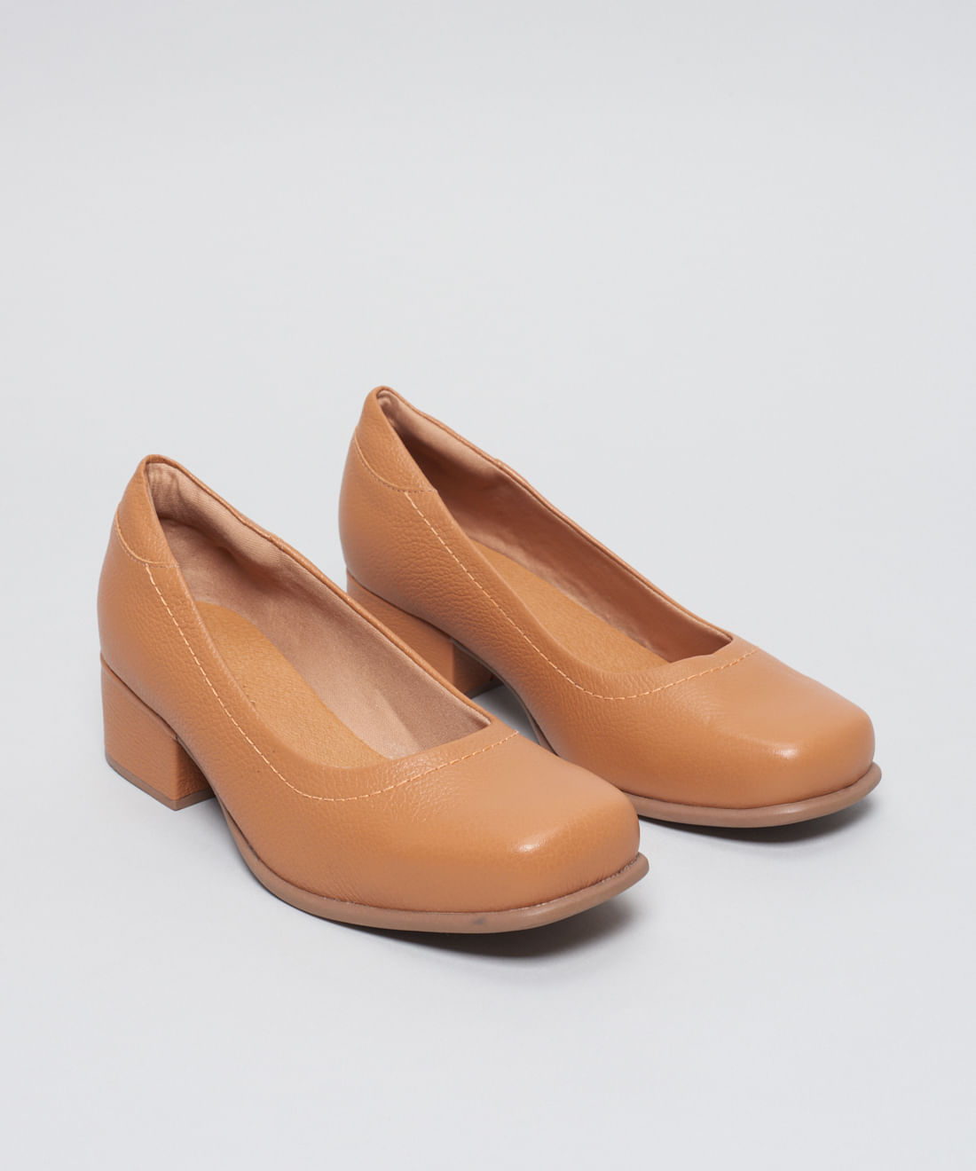 Scarpin Couro Pesponto - Caramelo - Imagem 2