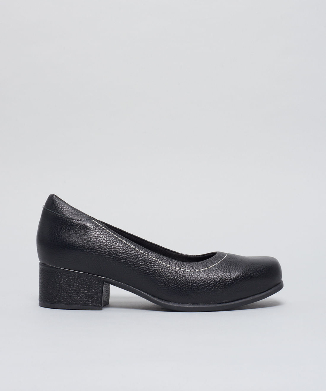 Scarpin Couro Pesponto - Preto - Imagem 6