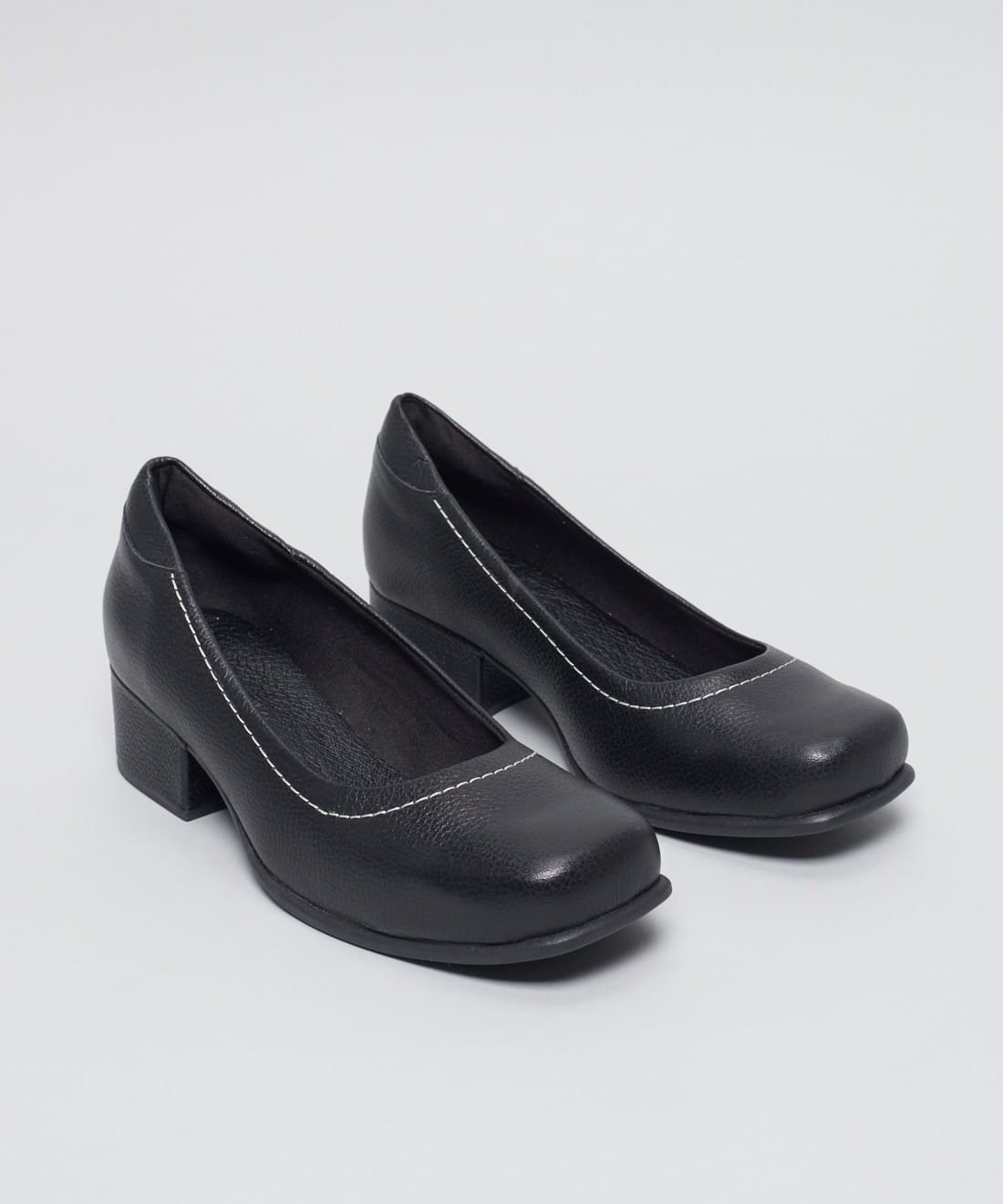Scarpin Couro Pesponto - Preto - Imagem 7
