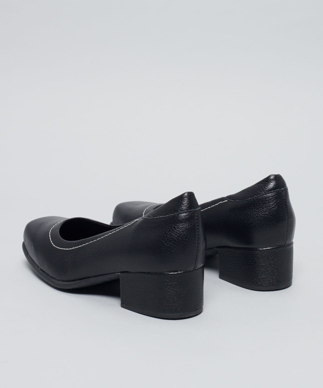 Scarpin Couro Pesponto - Preto - Imagem 8