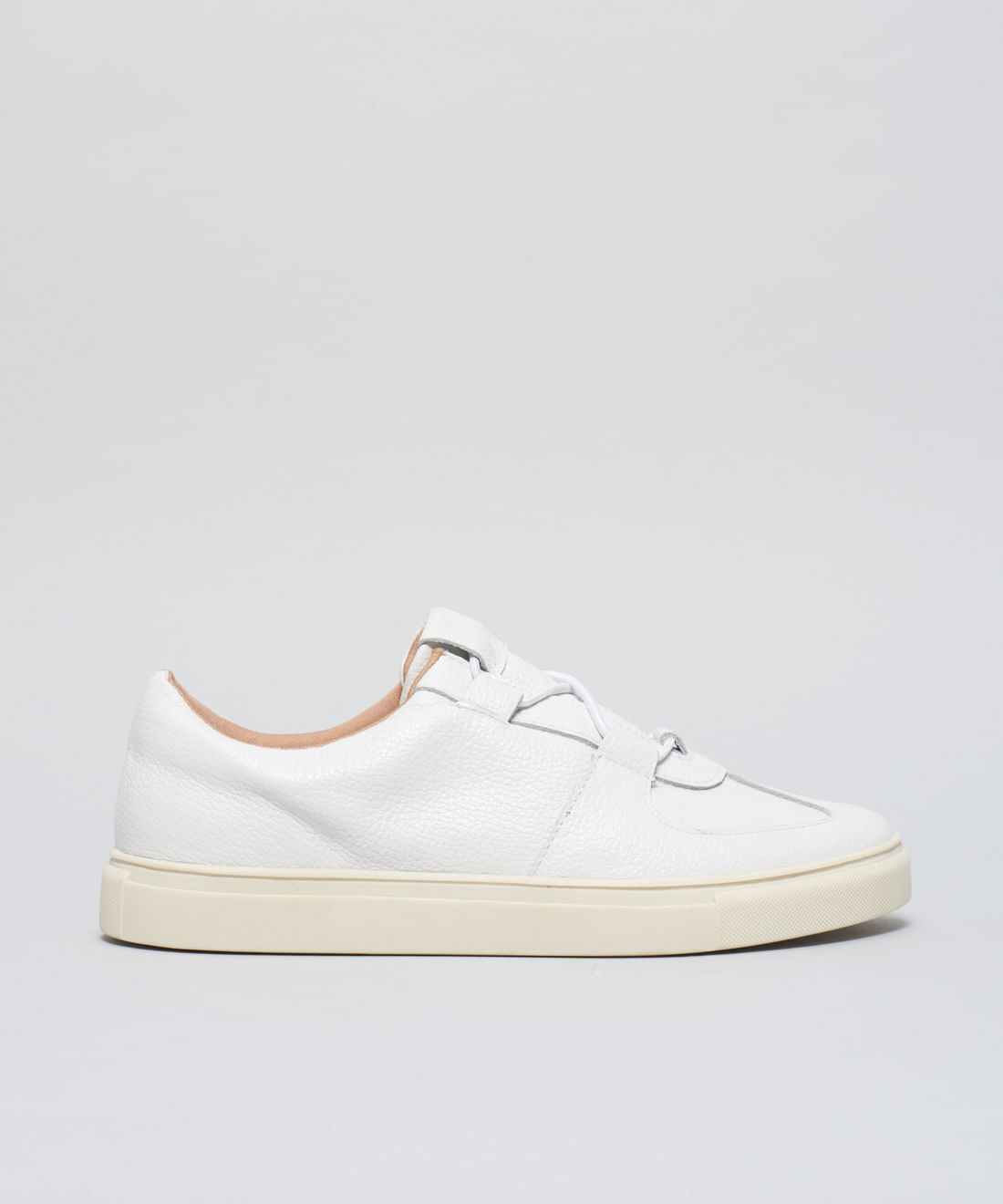 Tenis Couro Passante Elastico - Branco