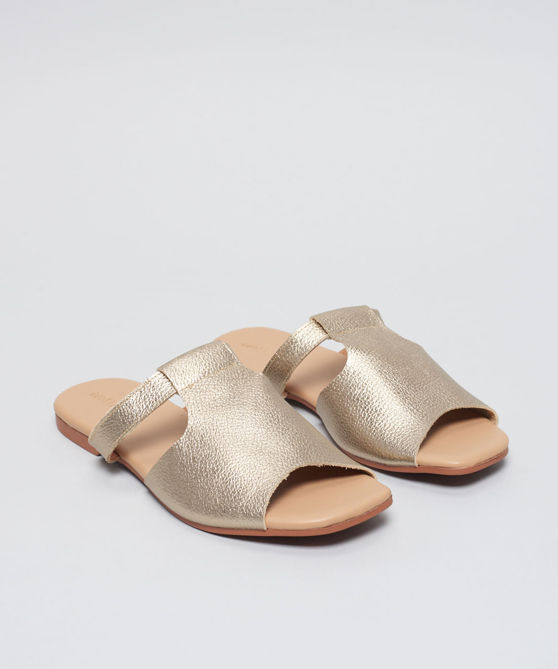 Rasteira Basica Couro Priscila - Prata Velho - Imagem 2