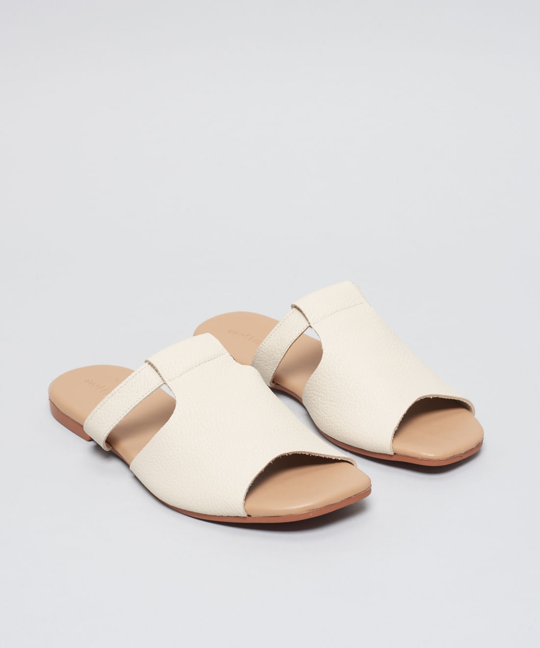 Rasteira Basica Couro Priscila - Offwhite - Imagem 2