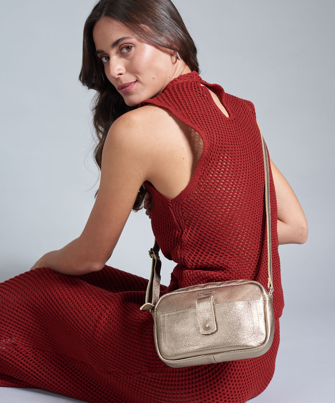 Bolsa p Couro Pesponto - Prata Velho - Imagem 4