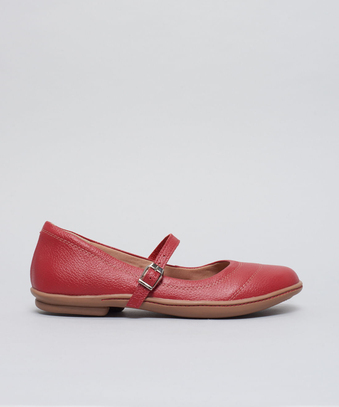 Sapatilha Couro Comfort Pesponto - Vermelho
