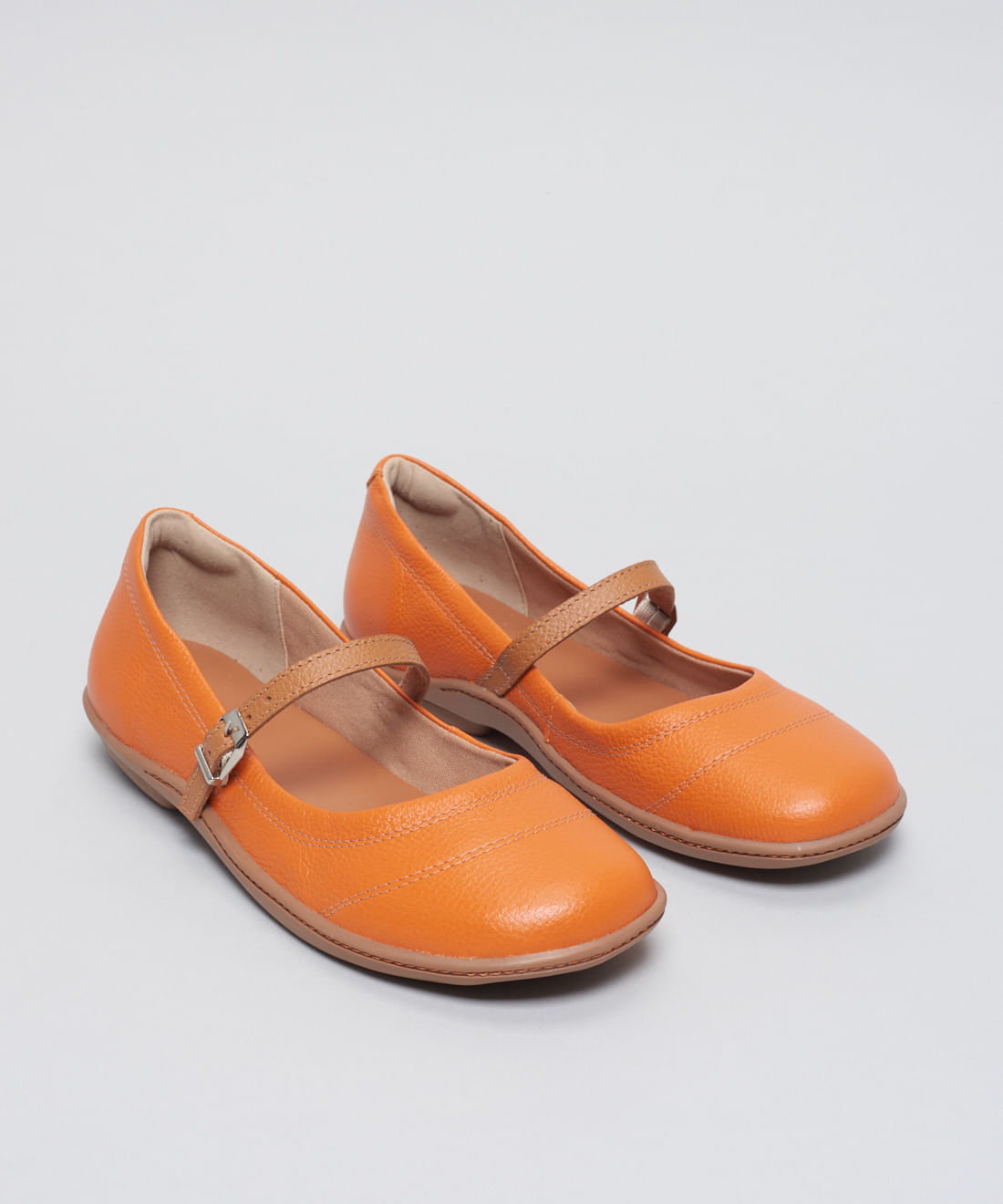 Sapatilha Couro Comfort Pesponto - Tangerina - Imagem 27