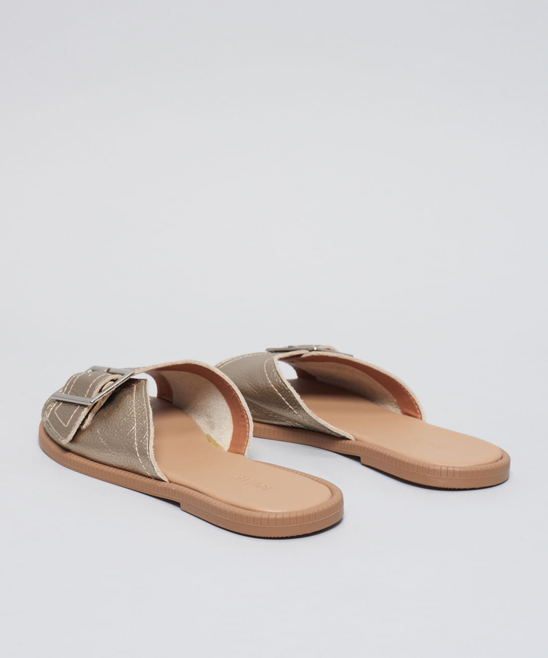 Rasteira Couro Fivela Laura - Prata Velho - Imagem 38