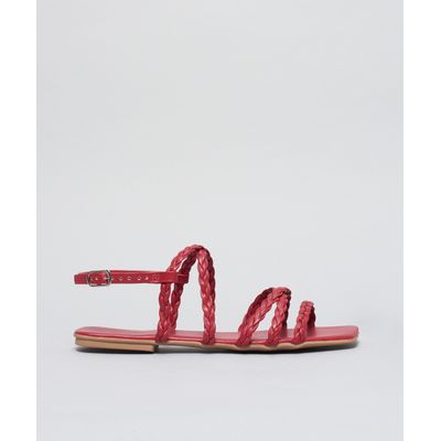 Rasteira Basica Trancinha Soft - Vermelho