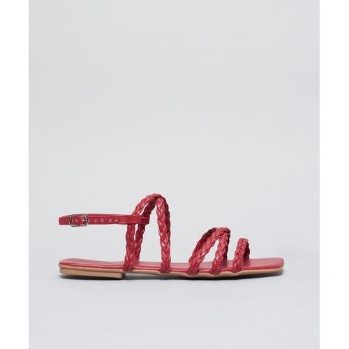 Rasteira Basica Trancinha Soft - Vermelho