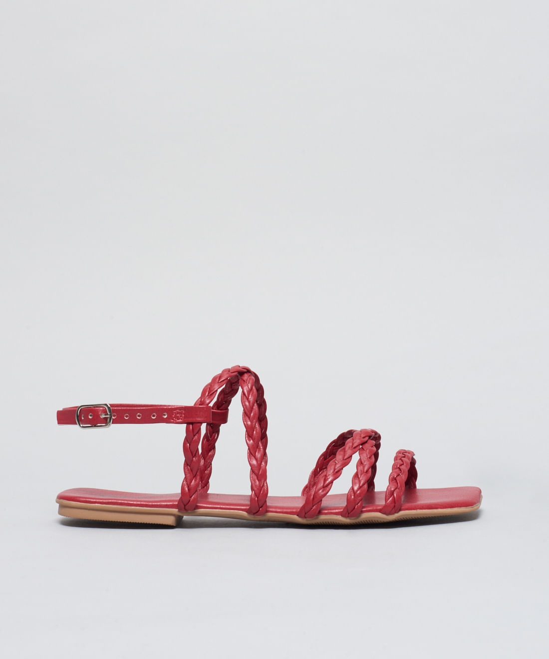 Rasteira Basica Trancinha Soft - Vermelho