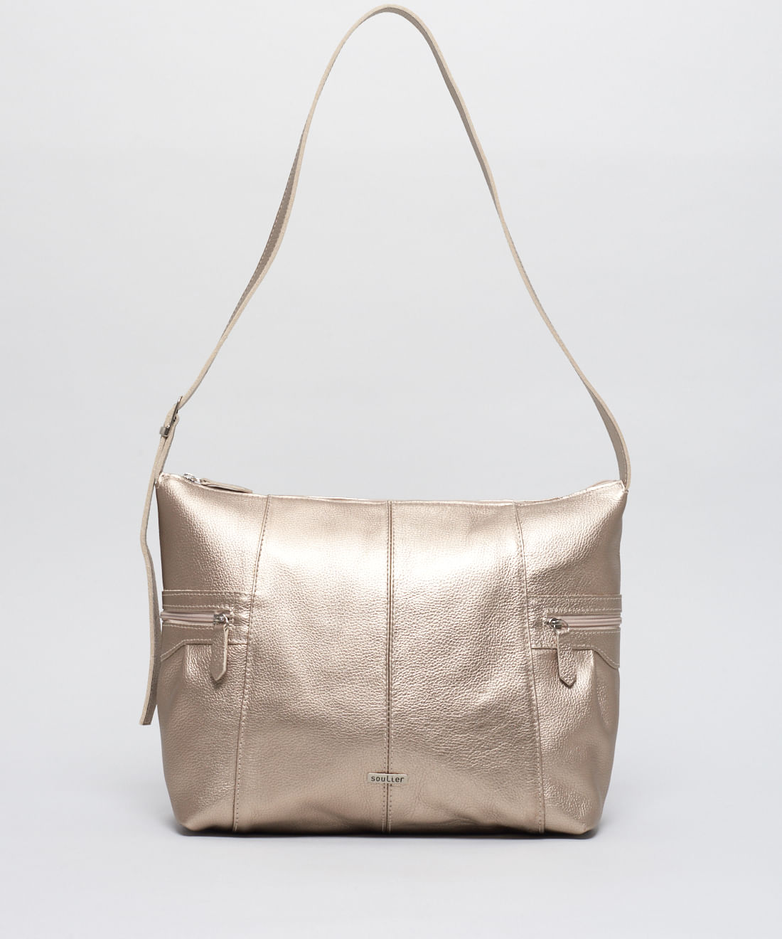 Bolsa g Couro Samantha - Prata Velho
