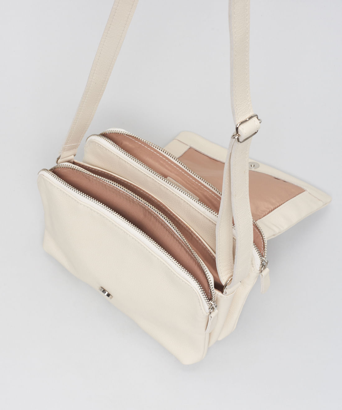 Bolsa m Couro Tampa Heloisa - Offwhite - Imagem 3