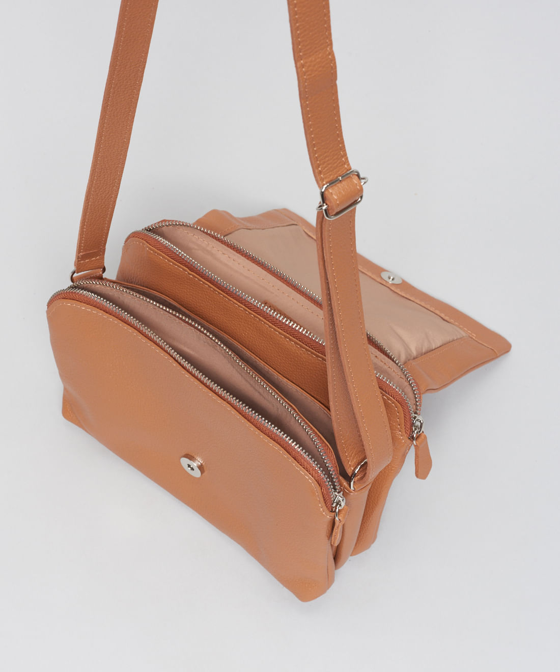 Bolsa m Couro Tampa Heloisa - Caramelo - Imagem 3