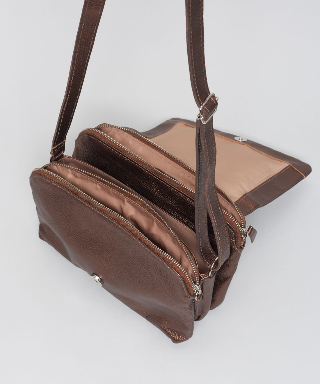 Bolsa m Couro Tampa Heloisa - Bronze - Imagem 3