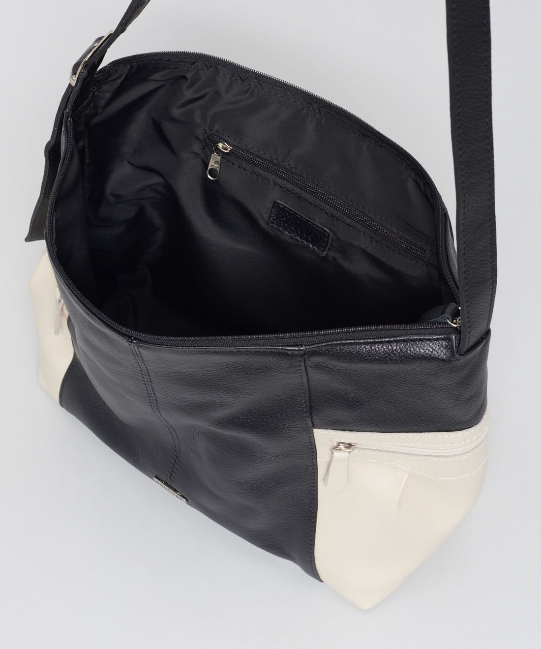 Bolsa g Couro Samantha - Preto/Off White - Imagem 3