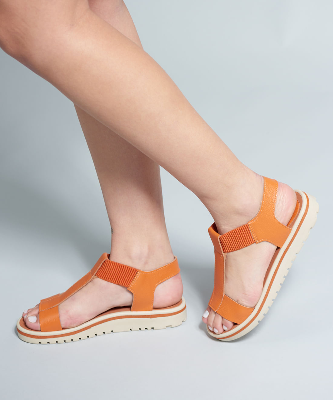 Rasteira Tratorada Elastico Couro - Tangerina - Imagem 40