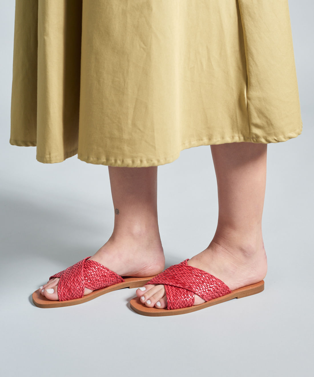 Rasteira Basica Tresse Cruzado - Vermelho - Imagem 15