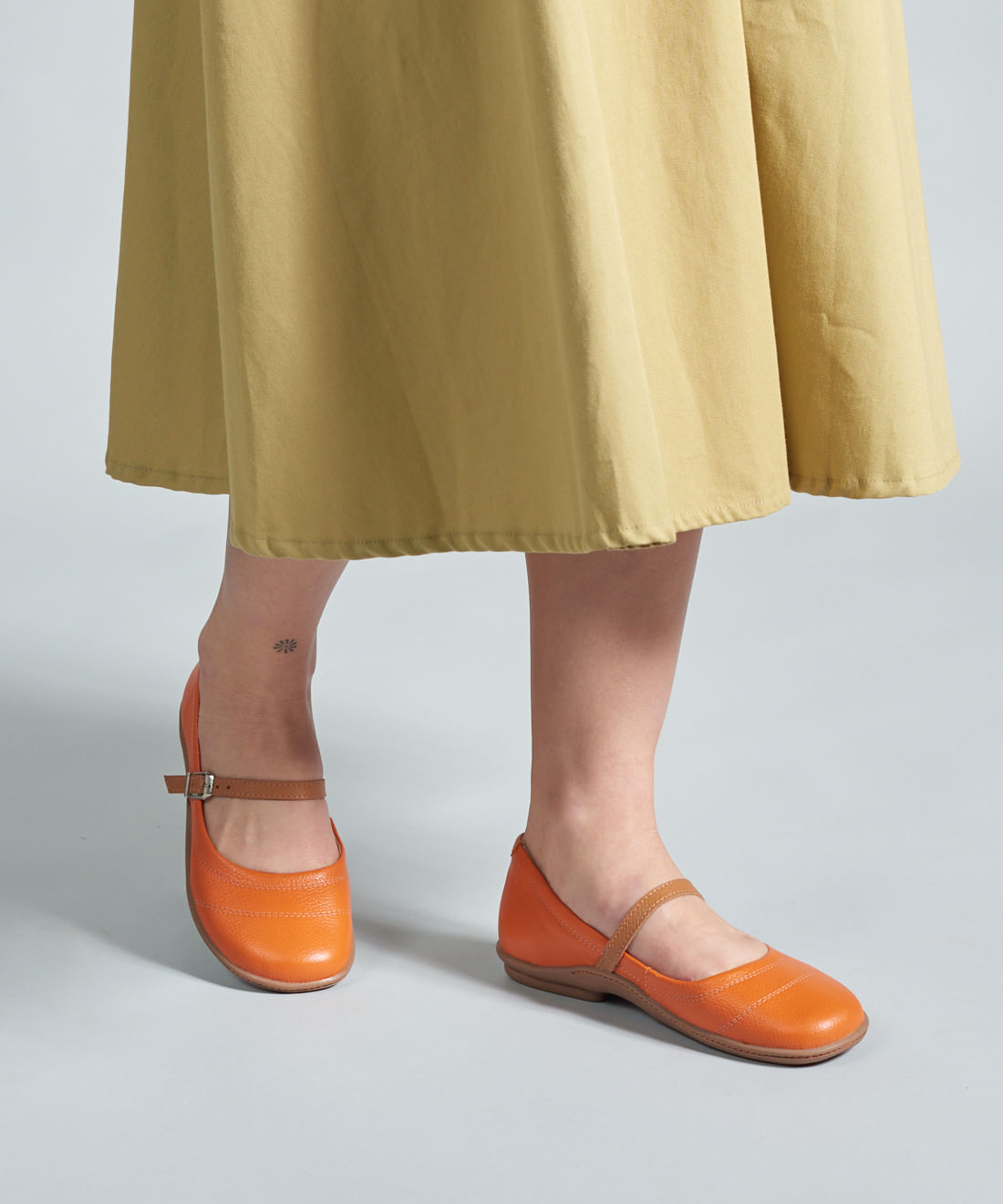 Sapatilha Couro Comfort Pesponto - Tangerina - Imagem 20