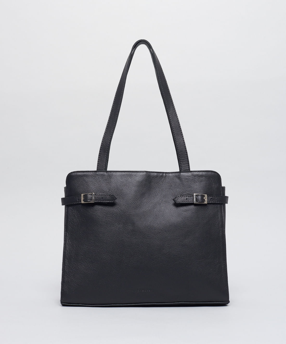 Bolsa g Couro Fivelas - Preto