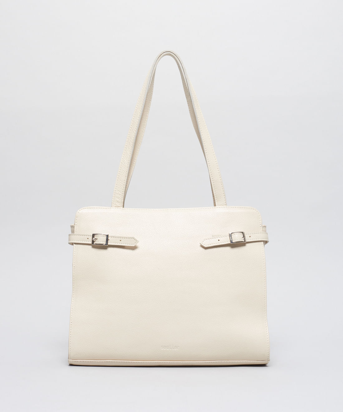 Bolsa g Couro Fivelas - Offwhite