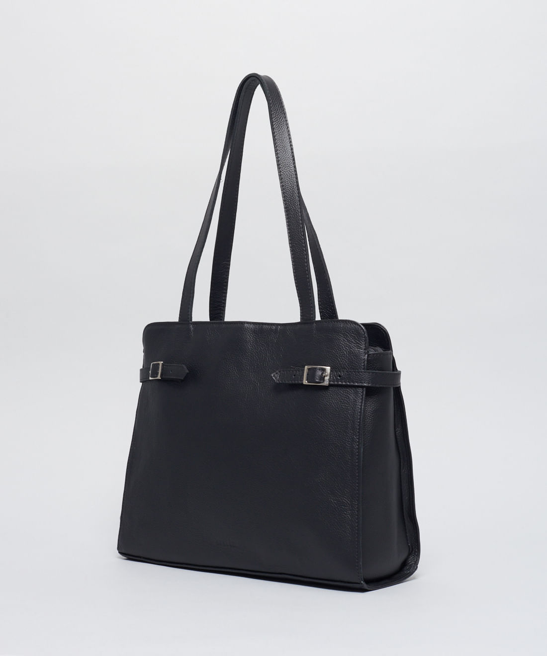 Bolsa g Couro Fivelas - Preto - Imagem 2