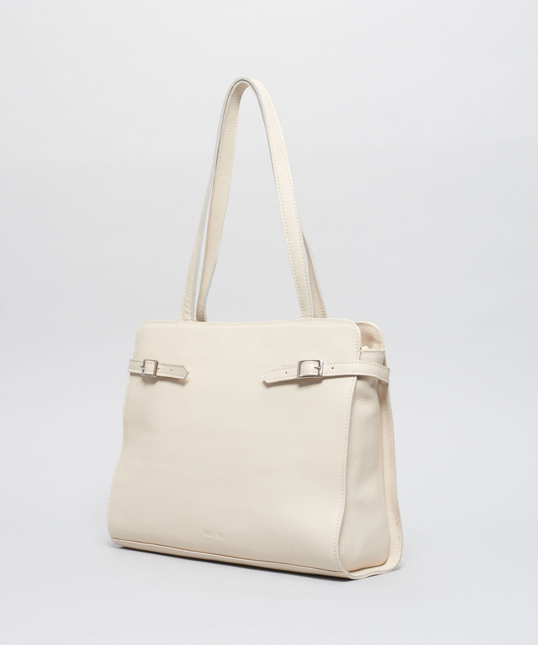 Bolsa g Couro Fivelas - Offwhite - Imagem 2