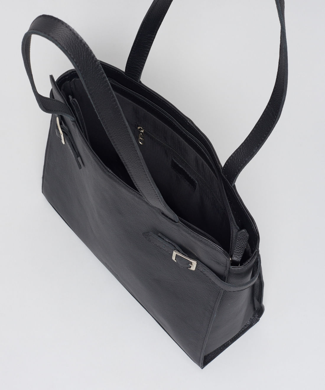 Bolsa g Couro Fivelas - Preto - Imagem 3