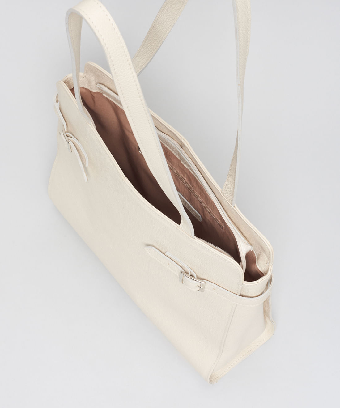 Bolsa g Couro Fivelas - Offwhite - Imagem 3