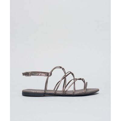 Rasteira Metalizada Entrelace - Onix