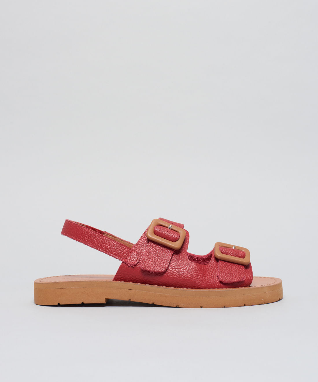 Rasteira Couro Fivelas - Vermelho - Imagem 11