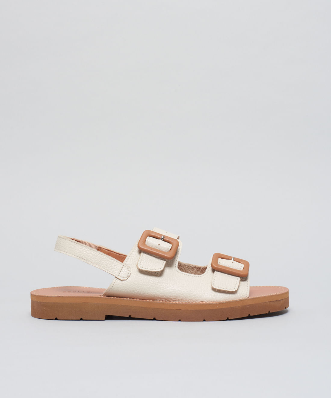 Rasteira Couro Fivelas - Offwhite