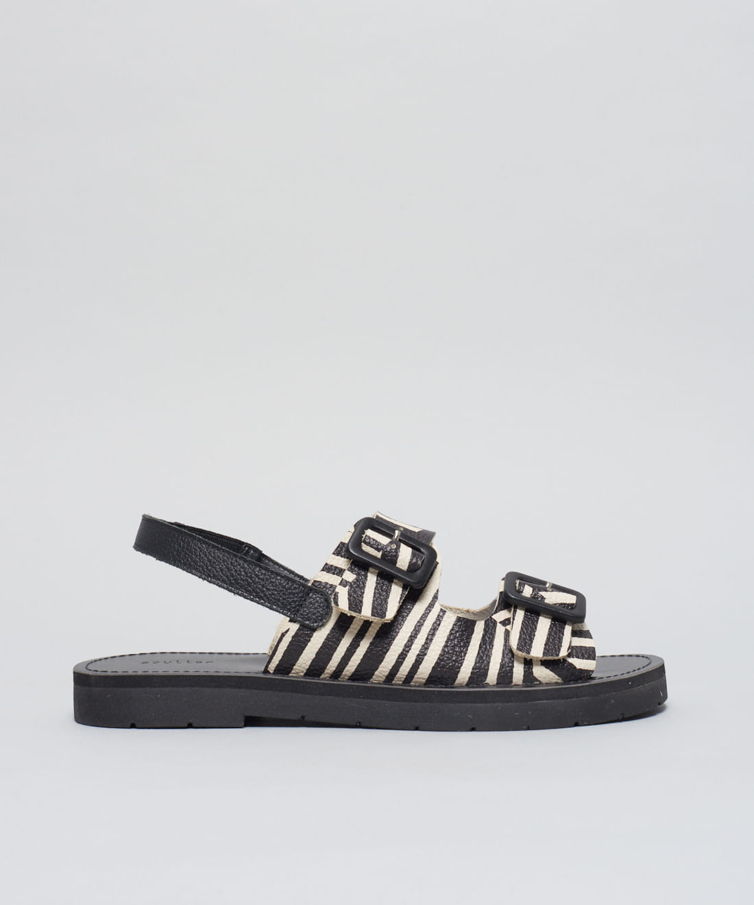 Rasteira Fivelas Listra Duo - Listra Duo Preto