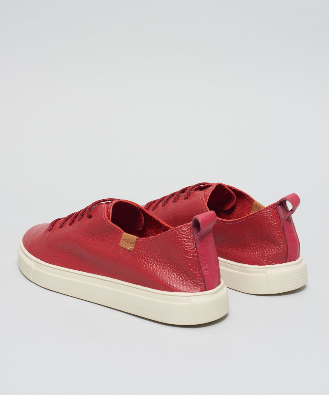 Tenis Couro Elastico Liso - Vermelho - Imagem 3