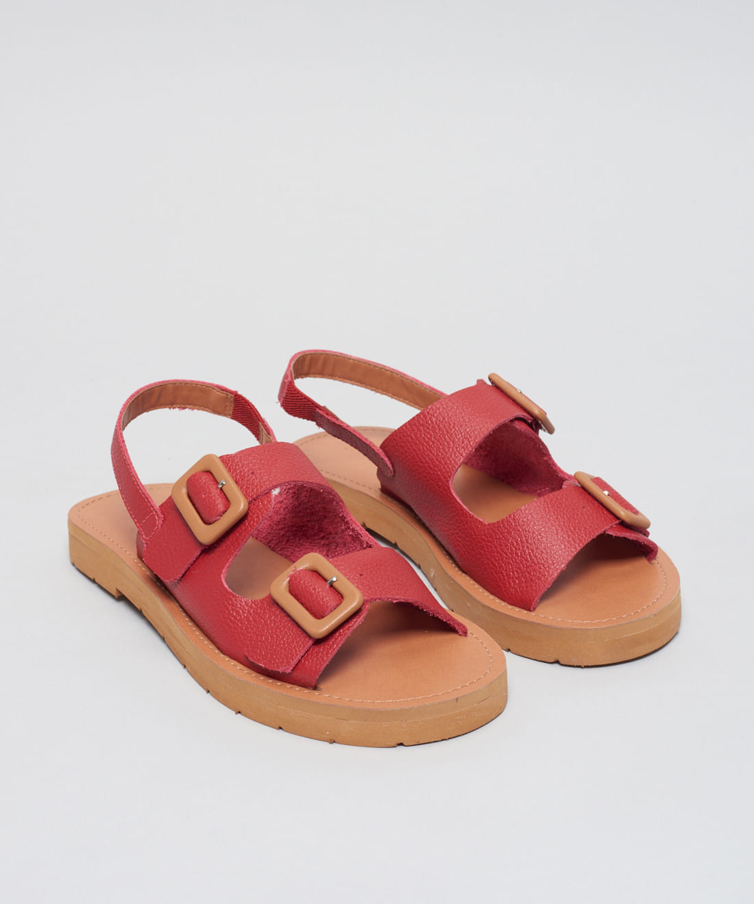 Rasteira Couro Fivelas - Vermelho - Imagem 12