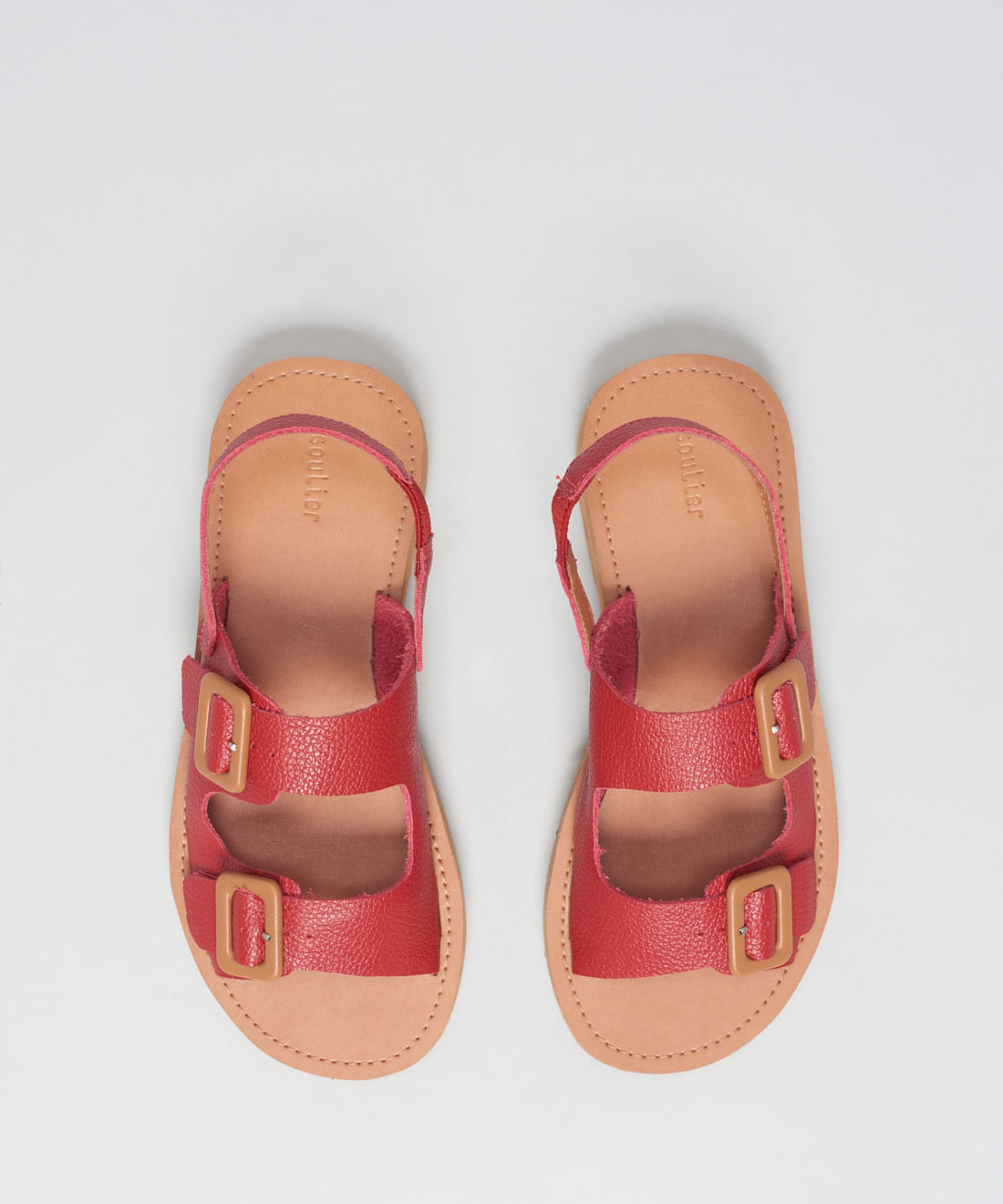 Rasteira Couro Fivelas - Vermelho - Imagem 4