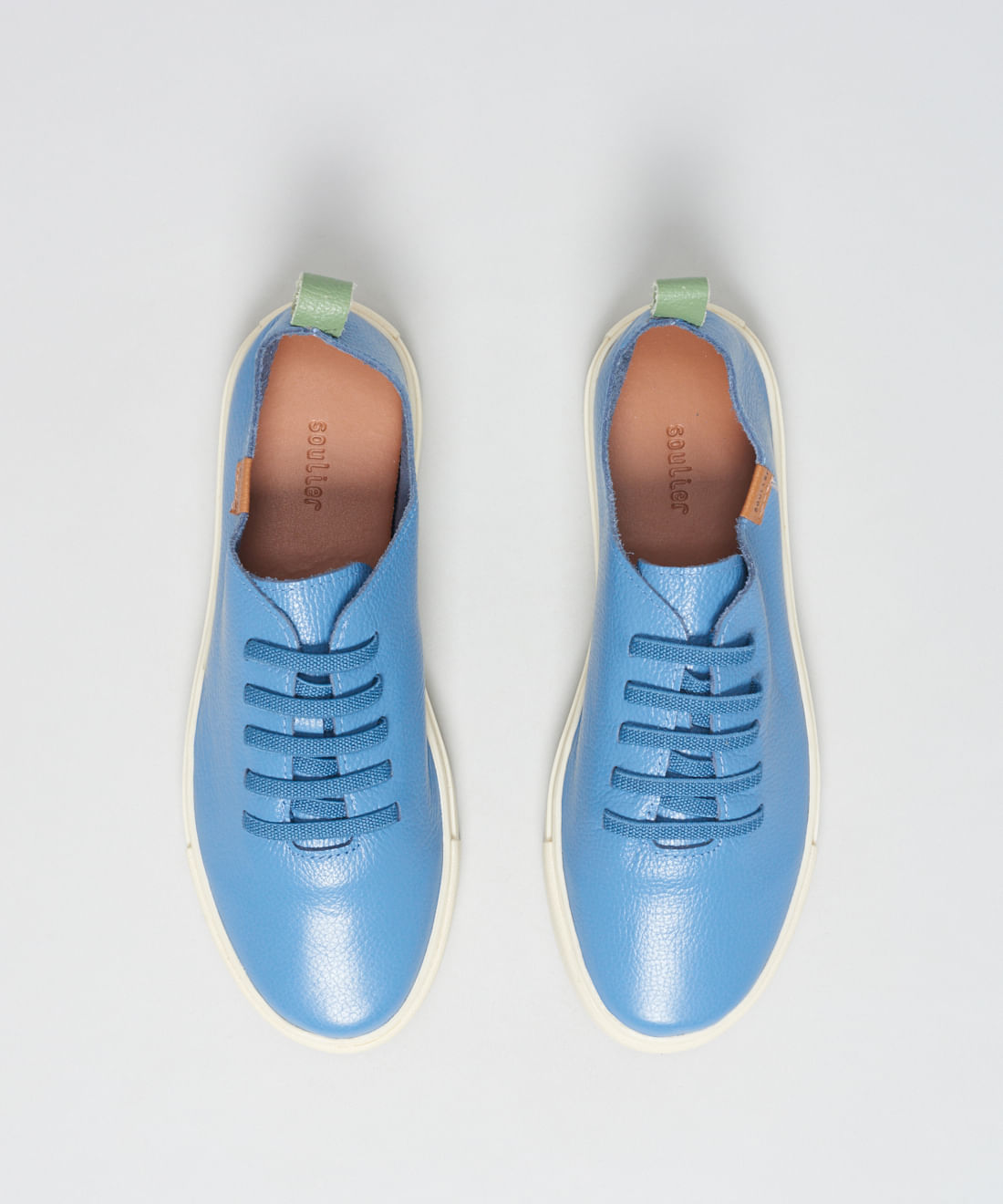 Tenis Couro Elastico Liso - Azul Safira - Imagem 14