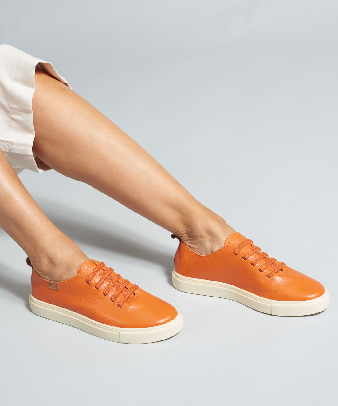 Tenis Couro Elastico Liso - Tangerina - Imagem 25