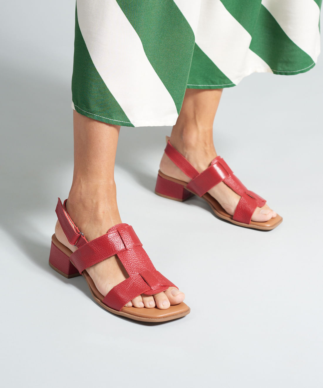 Sandalia Media Couro Liz - Vermelho - Imagem 5