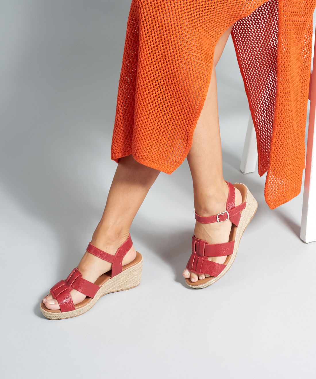 Anabela Couro Pescador Duo - Vermelho - Imagem 25