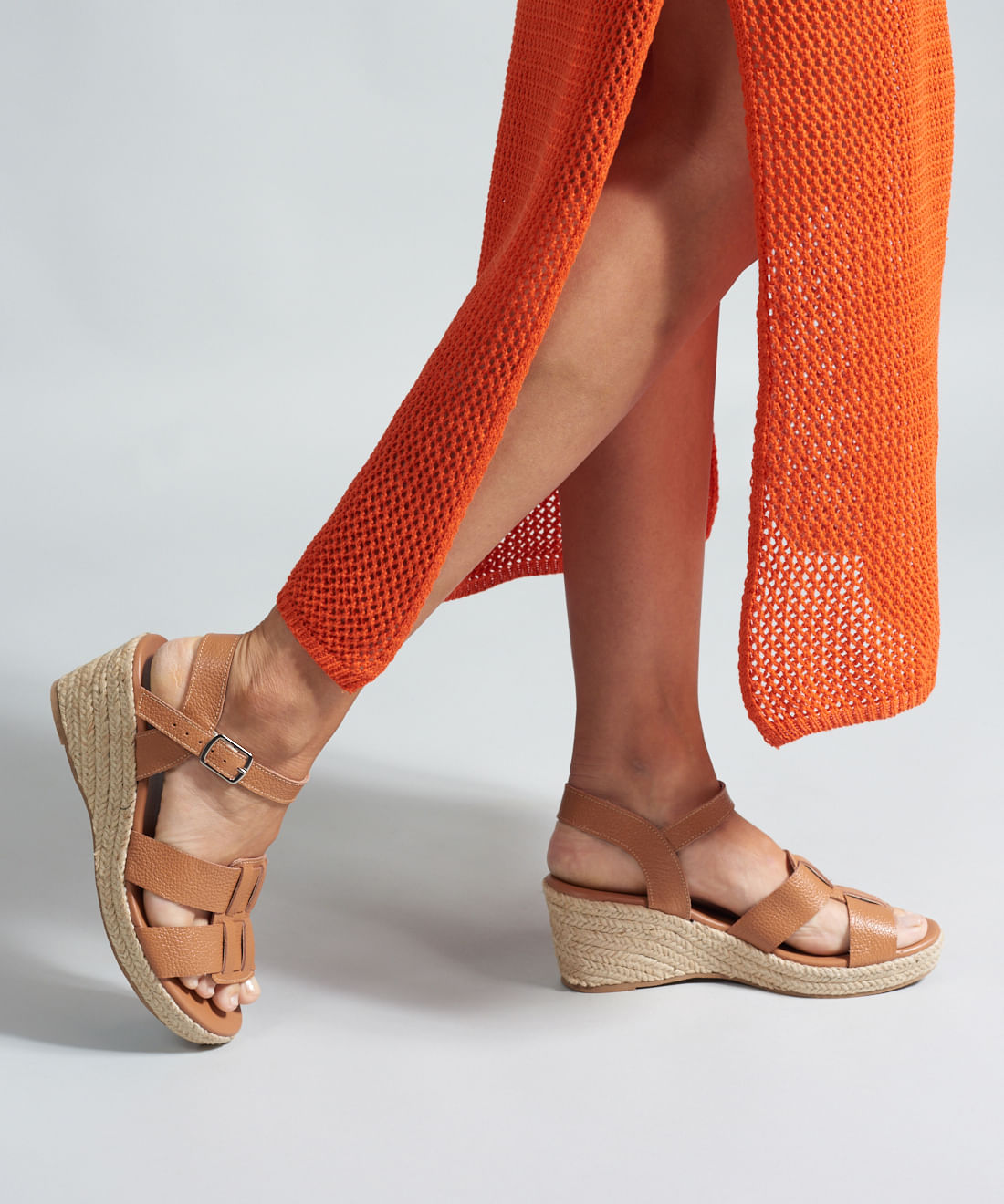 Anabela Couro Pescador Duo - Caramelo - Imagem 5