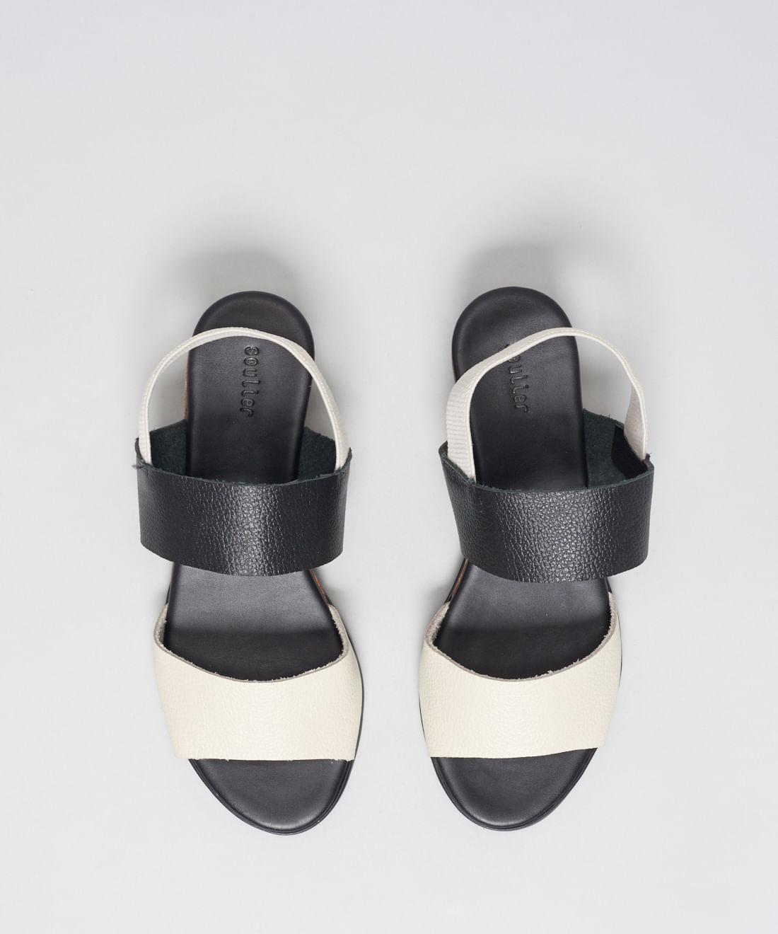 Anabela Couro Elastico Traseiro - Preto/Off White - Imagem 34